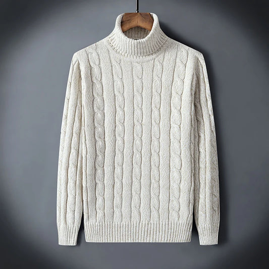 Twist Sweater Men's Turtleneck Pullovers High Neck Loose Winter Korean  Fashion Trendy Thick Warm White Sweater knitted.