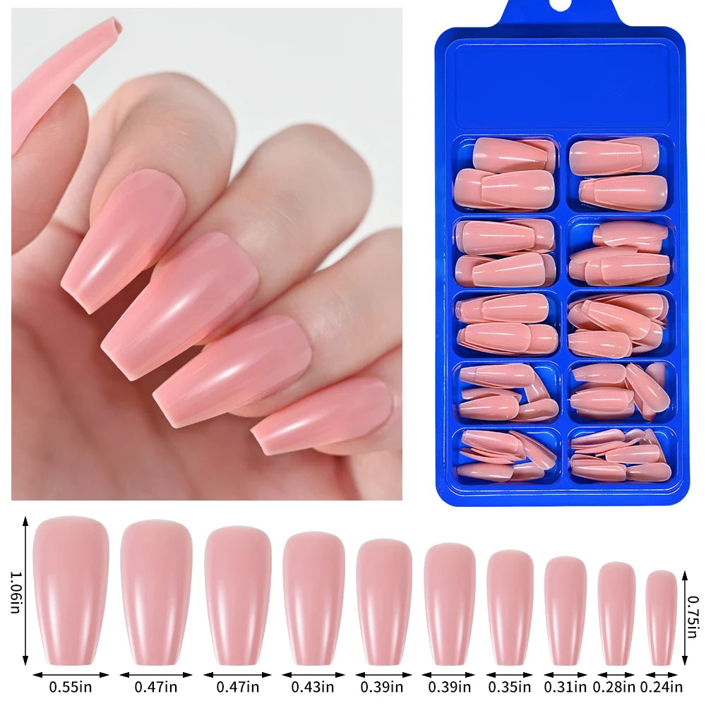 Diamond White Tips For Nails Extension 100pcs Long Fake Ballerina Gel Nail Art Nude White Pink Press On Nails Long Coffin 0.75in.