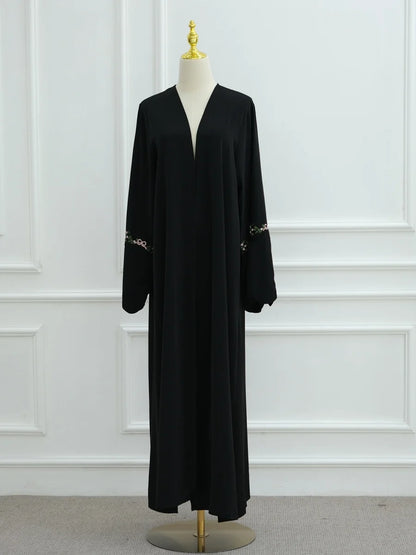 Middle East Women Arabic Dubai Abaya Luxury Kimono Cardigan Floral embroidery Long Dress Modest Robe Femme Islam Clothing Kebaya.