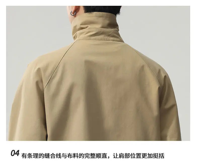 Lapel Jacket Men Spring Autumn Japanese Korean Streetwear Fashion Loose Casual Vintage Cargo Jacket Coat Outerwear