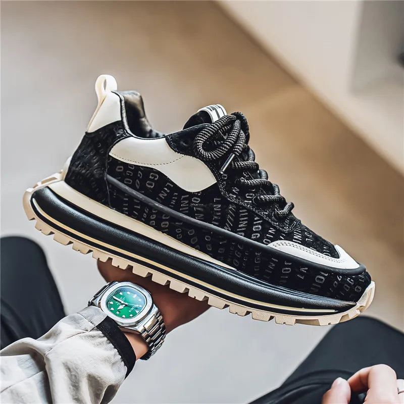 Thick Sole Men Chunky Sneakers Outdoor Wear-resistant Male Trends 2025 New Mens Casual Shoes Fashion Comfort Anti Slip Vulcanize