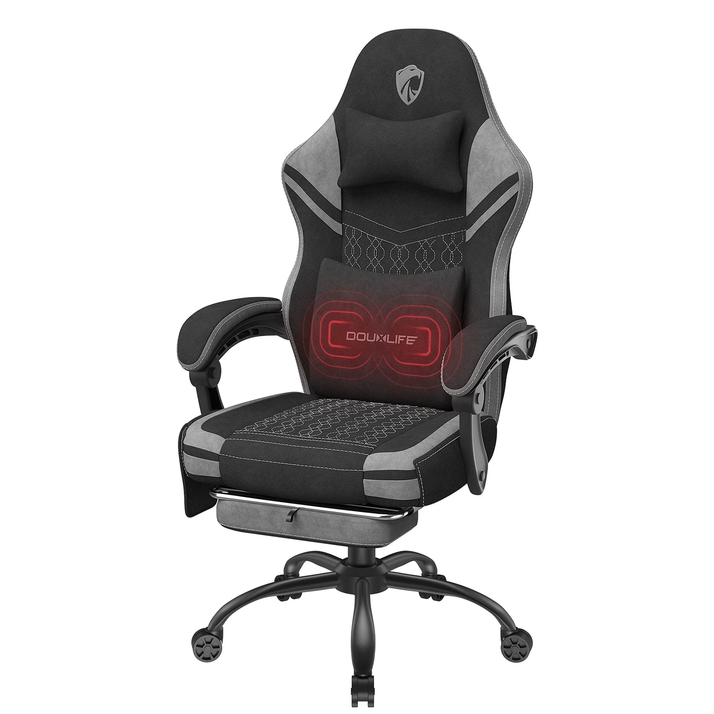 GC-RC05 Gaming-Stuhl, Stoff-Computerstuhl mit Zwei-Punkt-Massagebürostuhl, ergonomischer Stuhl mit verbreitertem Kissen mit Taschenfeder