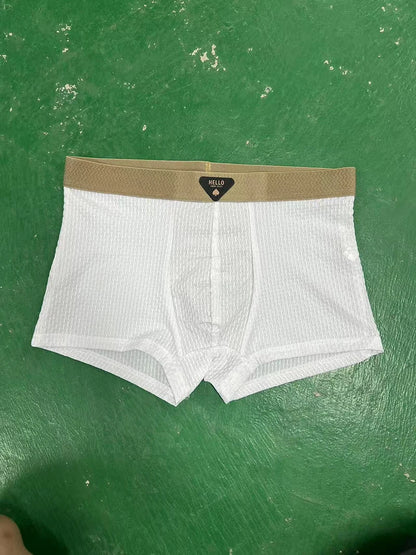 4 Stück Herren-Boxershorts, Eisseide, Unterwäsche, Unterhose, kühl, atmungsaktiv, sexy, schlankes Höschen, Netz-Dessous