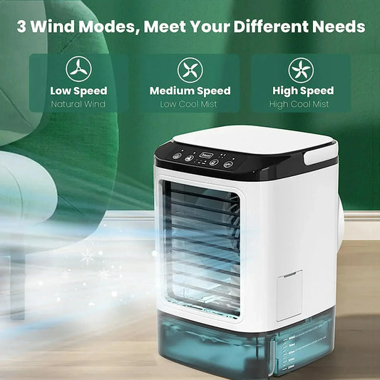 Air Conditioner Portable Fan Desktop Dual Spray Ultrasonic Atomization 3-Speed Mute Air Cooler Night Light Electric Fan for Home.