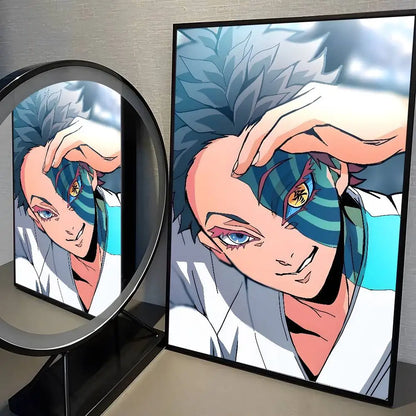 Japanese Anime Akaza D-Demon Slayer Poster High Quality Dorm Living Room Aesthetic Wall Decoration Painting Stickers Gift.