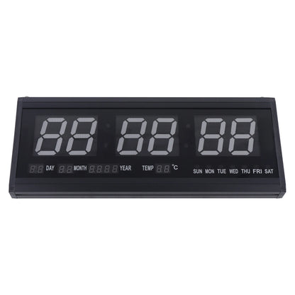 220 V große LED-Digital-Wanduhr, Zeit, Temperatur, Datum, Woche, Anzeige, automatischer Dimmer, leuchtende, leise Tischuhr, Wanduhr, 48 x 19 cm