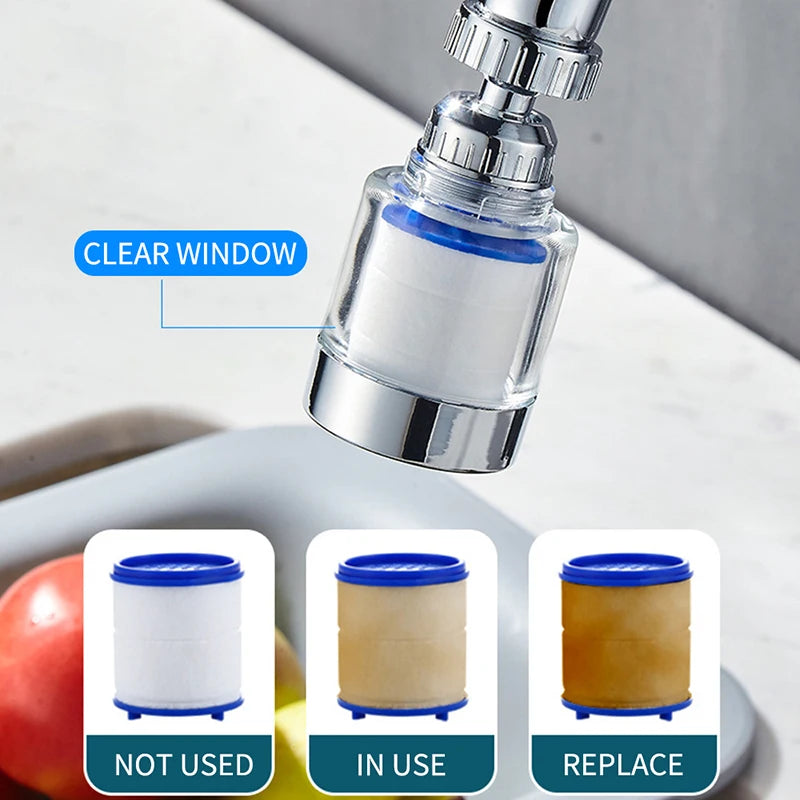 360°Rotating Faucet Filter Kitchen Element Faucet Water Purifier Filter Shower Remove Chlorine Heavy Metal Filtered Purification.