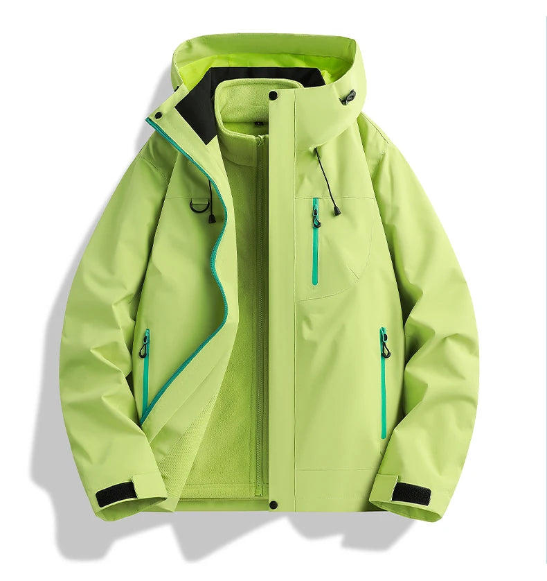 Winter Jacket Outdoor 3-in-1 Waterproof Sport Coat Running Unisex Hooded Hiking Jacket Warm Breathable Outdoor Couple Loose Coat.