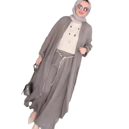 Eid muslimische Frauen Bluse zweiteiliges Set Abaya langes Hemd weites Bein Hose Anzüge Ramadan Arabisch Dubai bescheidene Musulman Ensembles.