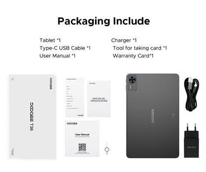 Global Version DOOGEE T36 Android Tablet 15 8 + 256GB 12 ''FHD + 90Hz IPS Display Unisoc T620 Octa Core 8800mAh Battery Widevine L1