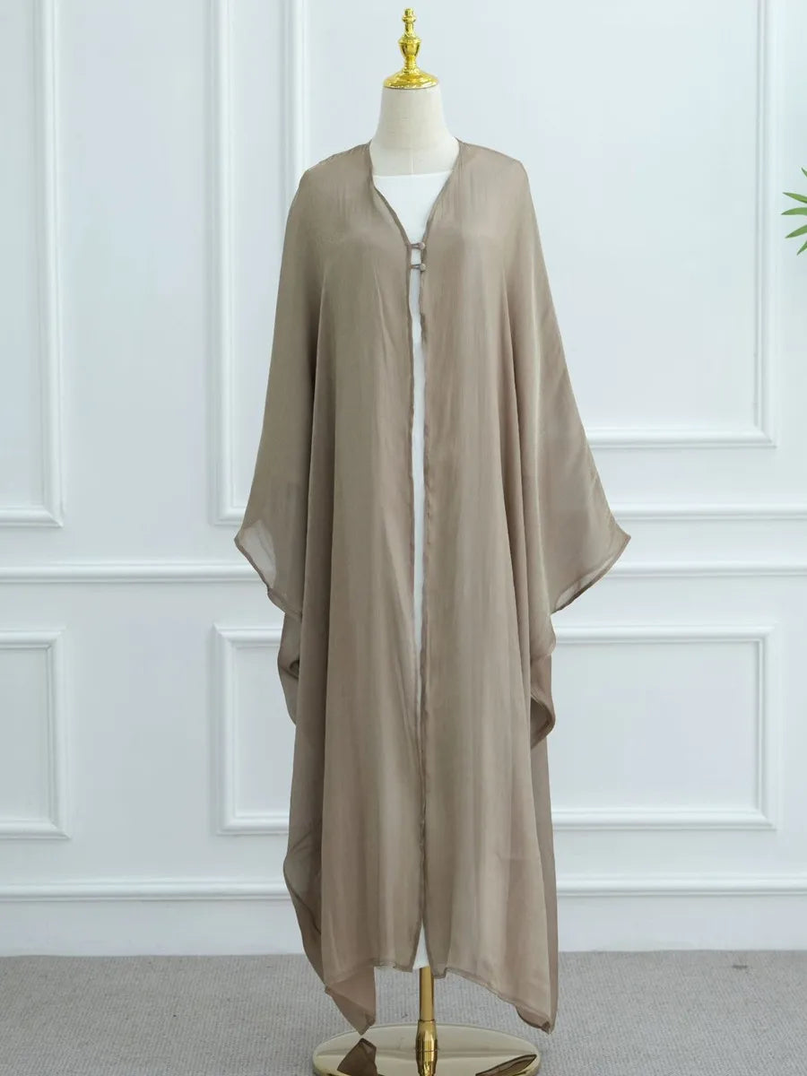 Women Eid Türkiye Dubai Solid Pleated Luxury Muslim Fashion Kimono Cardigan Long Dress Kaftan Robe Femme Islam Clothing Kebaya