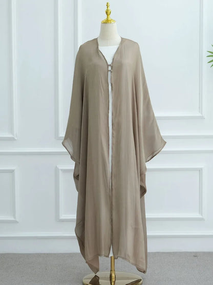 Women Eid Türkiye Dubai Solid Pleated Luxury Muslim Fashion Kimono Cardigan Long Dress Kaftan Robe Femme Islam Clothing Kebaya