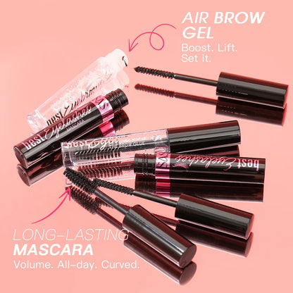 Natural Curling Waterproof Mascara Eyelash Primer Set Black Volumizing Long Lasting Non Smudged Formula Lash Care.