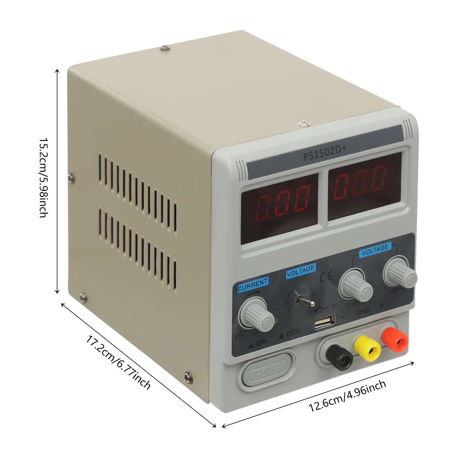 Adjustable DC Power Supply 0-15V 2A, Digital Display with Overcurrent Protection for Phone Repair, Electronics Lab Testing.