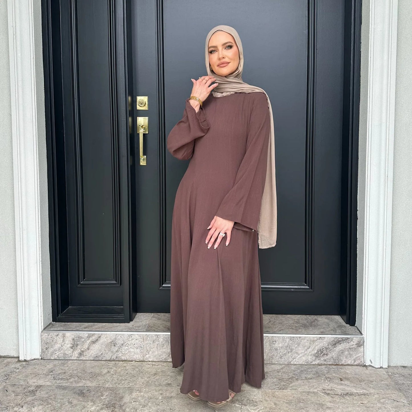 2025 Summer Arabic Muslim Women Modest Dress Eid Dubai Plain Abaya Islam Party Outfit Elegant Holiday Dresses Turkey Kaftan Robe.