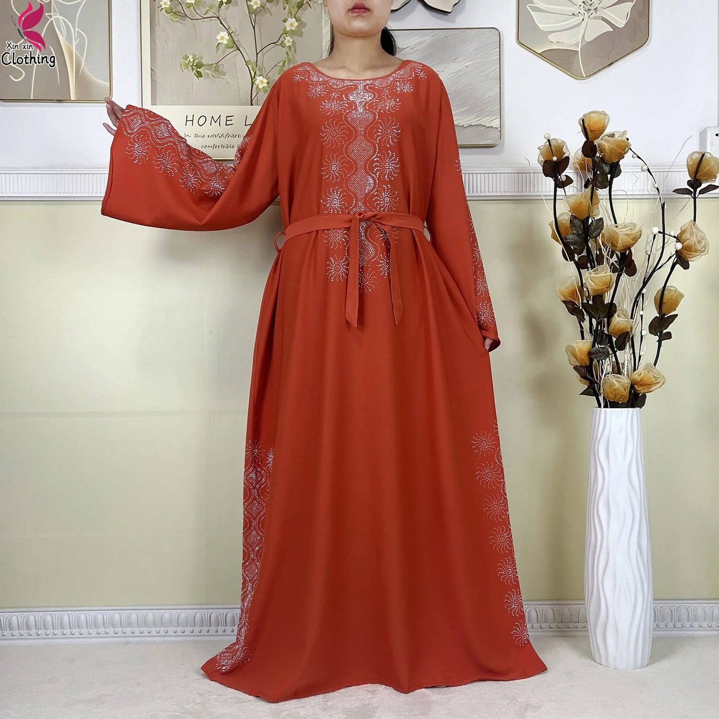 2025New High-Quality Dubai Muslim Abaya for Women Dress Islamic Turkey Femme Clothing Long Sleeve Loose African Dress With Scarf.