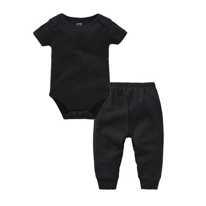 2 Teile/los Musselin Blank Baby Strampler Hosen Set Einfarbig Sommer Kurzarm Body Kinder Kleidung Set Jungen Kleidung.