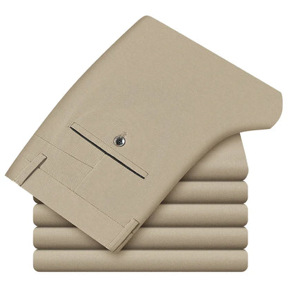 2024 neue 98% Baumwolle Casual Hosen Männer Kleidung der Klassischen Gerade Lose Hohe Taille Elastische Hose Männliche Marke Kleidung