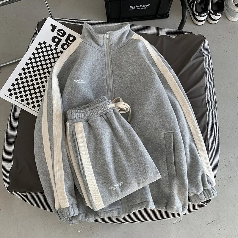 Casual Sporty Men's Hoodie Pants Set Hong Kong Style Long Sleeve Autumn Winter Loose Trendy Student Wear AE Origin China.