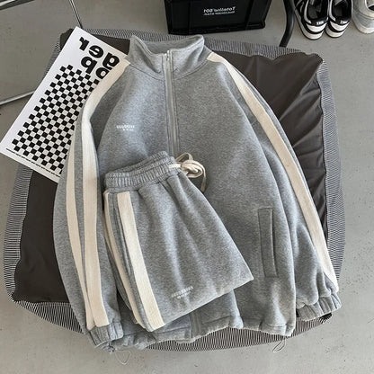 Casual Sporty Men's Hoodie Pants Set Hong Kong Style Long Sleeve Autumn Winter Loose Trendy Student Wear AE Origin China.