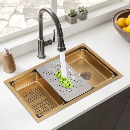 Gold 30 × 18 × 9 Inch 304 Stainless Steel Sink Undercarriage Kitchen Sink Stainless Steel Sink For Restaurants Dessert Shops Etc