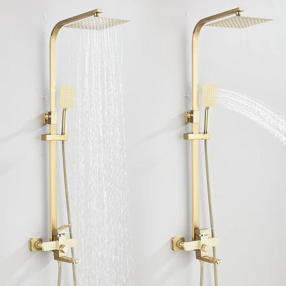 Gold Brushed Shower System 3 in 1 with Rain Handheld Shower Swivel Spout Shower For Bathroom Bathtub Shower Faucet