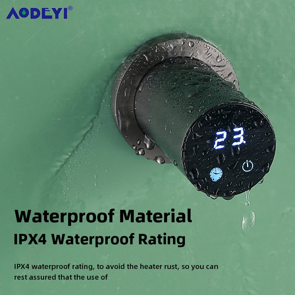 Bathroom Electric Heated Towel Rail Warmer Digital Display Temperature Time Control Smart Home Concealed Bar 304 Stainless Steel.