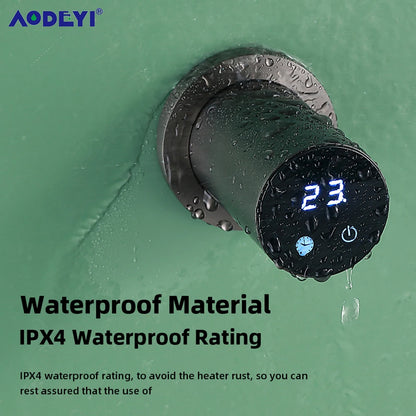 Bathroom Electric Heated Towel Rail Warmer Digital Display Temperature Time Control Smart Home Concealed Bar 304 Stainless Steel.