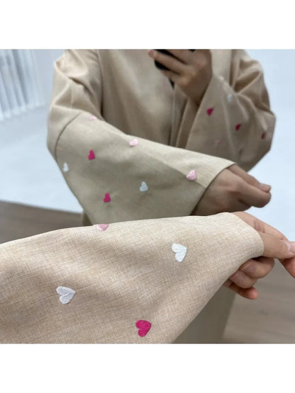 2025 Ramadan Eid Open Butterfly Moon Heart Modest Kimono Abaya Dubai Turkey Muslim Dress Abayas for Women Kaftan Kebaya Caftan