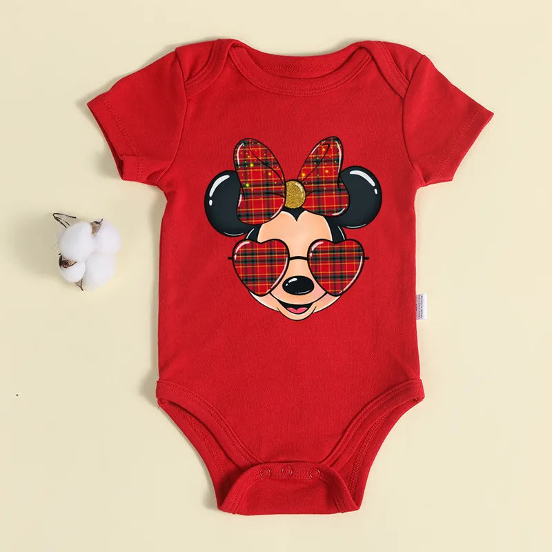 Weihnachten Neugeborene Baby Roten Strampler 100% Baumwolle Baby Mickey Print Infant Outfit Baby Mädchen Jungen Body Disney Kleidung Weihnachten Geschenk.