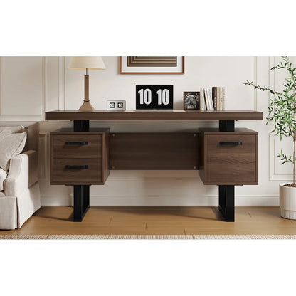 Moderner Schreibtisch im minimalistischen Stil, MDF-Desktop mit hochwertigem Stahlrohr, super langlebig, Aufbewahrungsdesign, geräuschlose Schublade