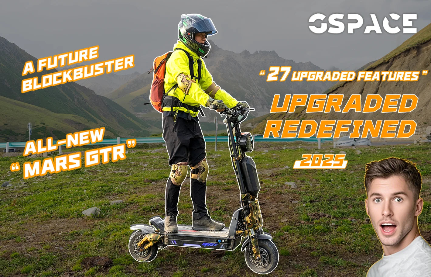 GSPACE MARS11 GTR Electric Scooter 2000*2W Motor 72V45Ah Battery Escooter  11 inch City tires E-Scooter.