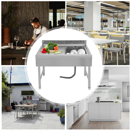 Freestanding Stainless Steel Sink Commercial Restaurant Sink Outdoor Sink for Homes Bathrooms Farms Backyards Garages
