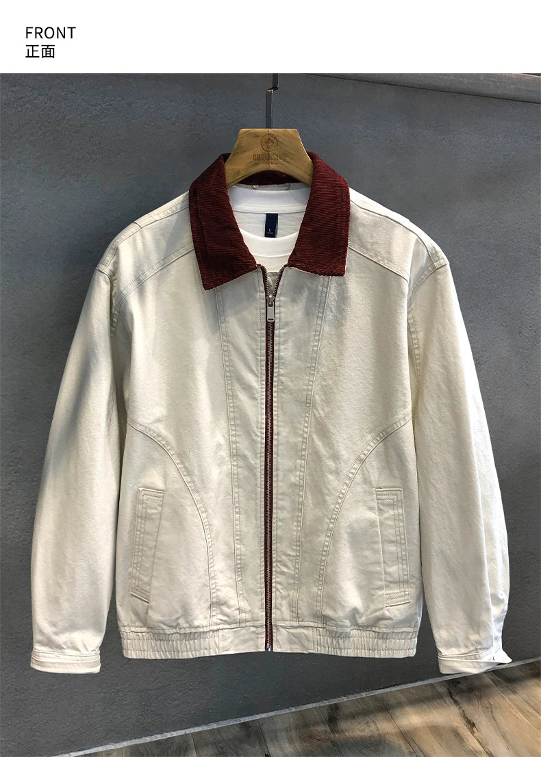 Men Spring Autumn Washed Cotton Loose Casual American Retro Cargo Jacket Man Streetwear Cityboy Coat Outerwear Varsity Jacket