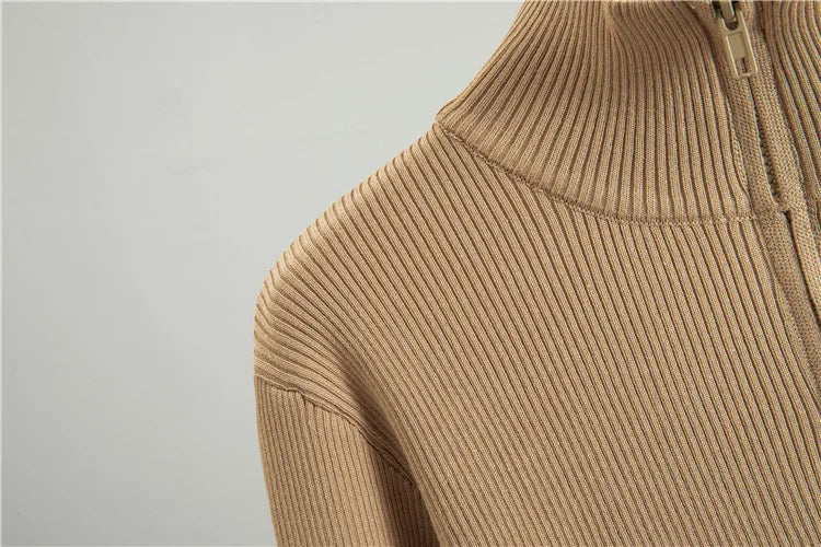 Muslim Knit Suit Women Two Piece Sets Pullover zipper high collar Sweater Knitted Wide Leg Pants Outfits Knitwear 2025 autumn.