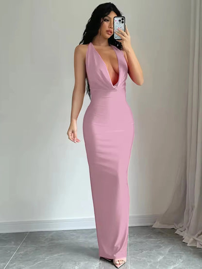 Dulzura Herbst Frauen Halter-Backless Midi Kleid Für Frauen Bodycon Sexy Party Elegante Outfits Abend Geburtstag Kleidung Y2K 2024