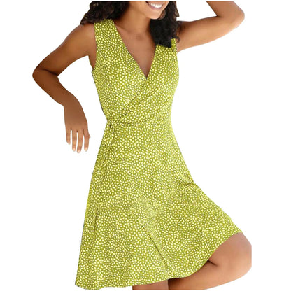 Kleider für Frauen 2024 lässig plus Größe Damen Blumen wickel V-Ausschnitt Midi-Kleid eine Linie Swing Cap Ärmel Midi Vestidos de Fiesta.