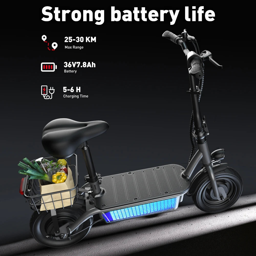 iScooter F2 Foldable Adult Electric Scooter with Seat E-Scooter 30KM/H Electric Kick Scooter 500W Skateboards Kickboard 10 Inch.