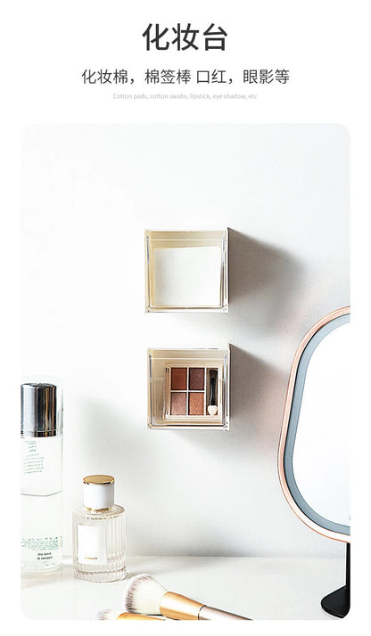 Wandmontierte Flip-Aufbewahrungsbox für das Badezimmer, nicht perforierte Aufbewahrungsbox für Wattestäbchen