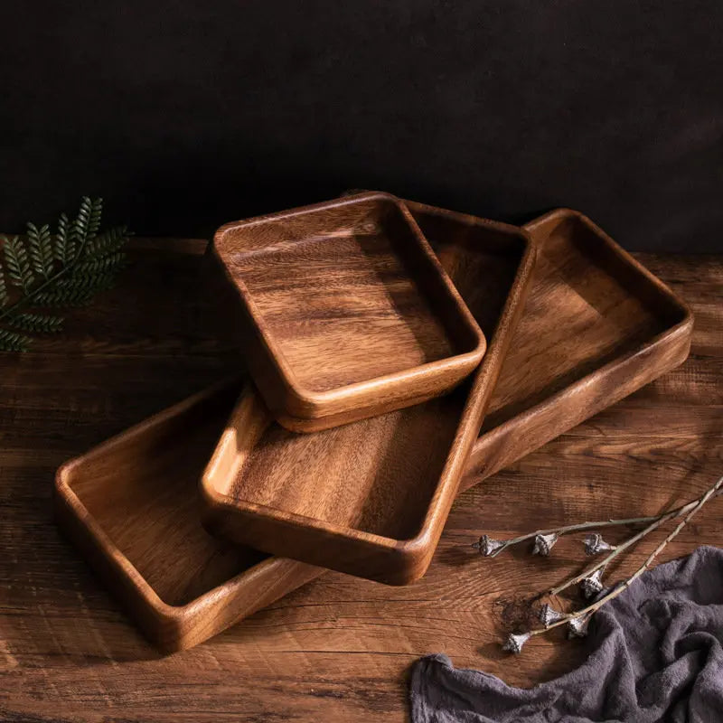 Black Walnut Wood Storage Tray Modern Afternoon Tea Dessert Organizer Living Room Desktop Dry Fruits Container Home Decoration.