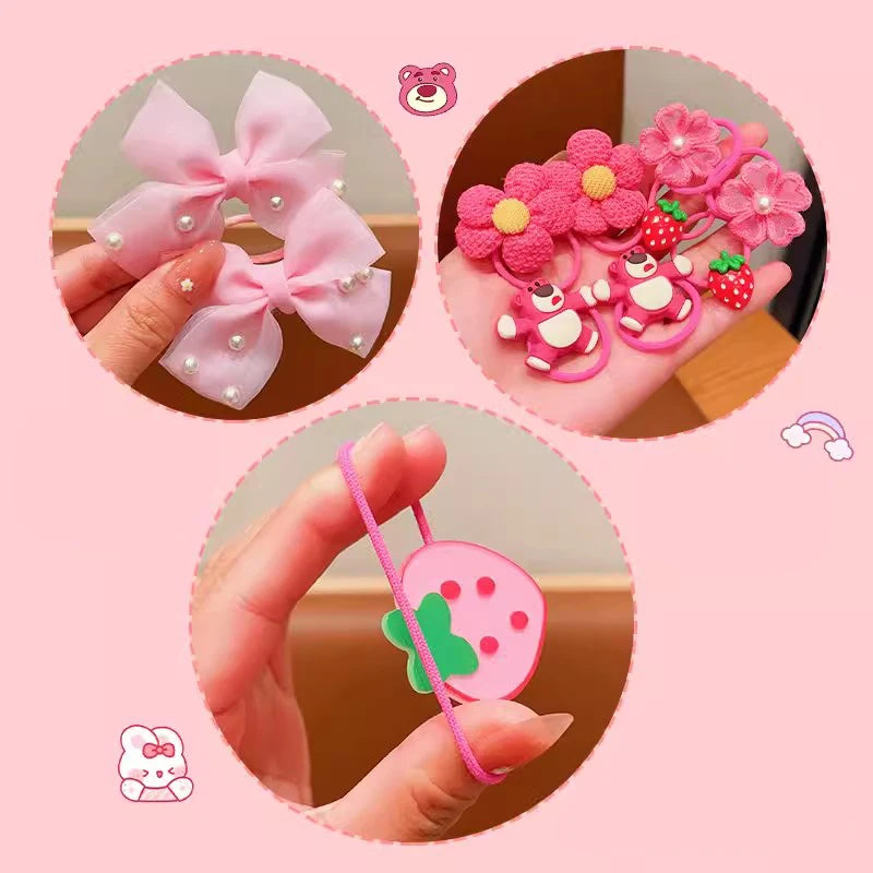 20pcs/Set Children's Hair Accessories Elastic And Scrunchies Hair Bands Resin Cartoon Animals Hair Rope Sweet Cute Ponytail Hold.