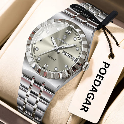 POEDAGAR Luxury Original Ladies Watch Luminous Waterproof Week Date Woman Wristwatch Stainless Steel Women Quartz Watches Female