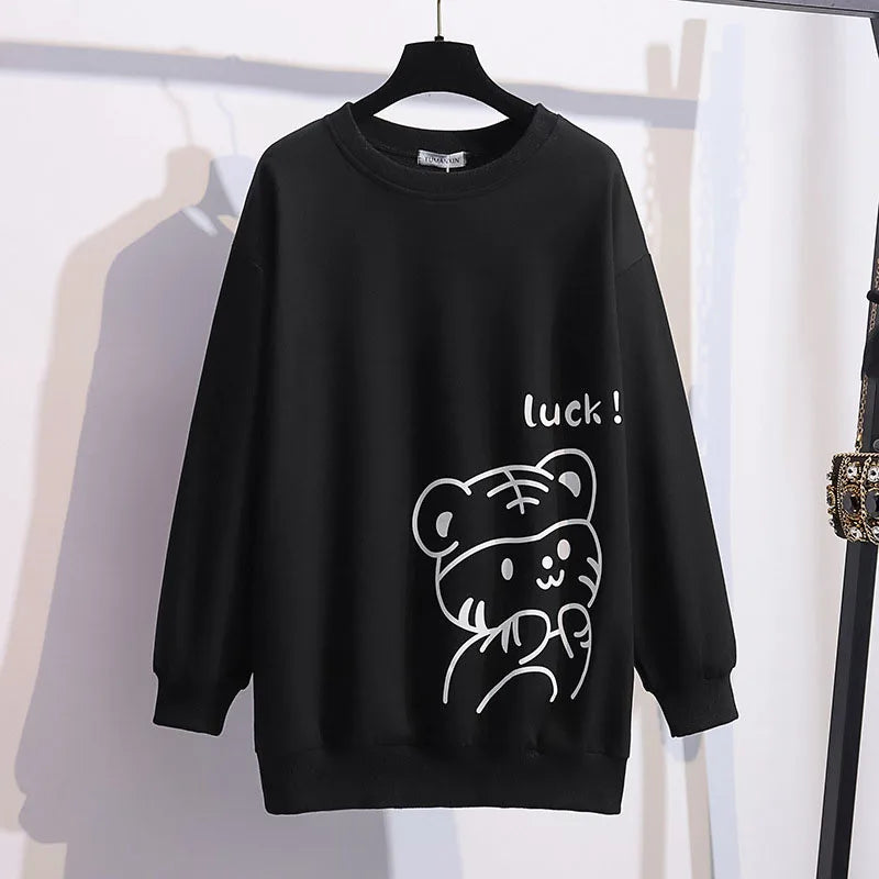 170Kg Plus Größe frauen Büste 170cm Frühling Herbst Lose Oansatz Langarm Cartoon Print Sweatshirts 6XL 7XL 8XL 9XL 10XL 11XL