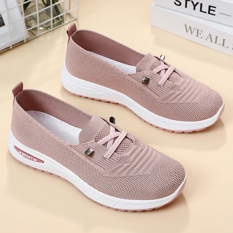 2024 Women's Casual Shoes Fashion Breathable Walking Flat Bottom Sports Shoes Women's Fitness Large Pink Women's Shoes 36-43.