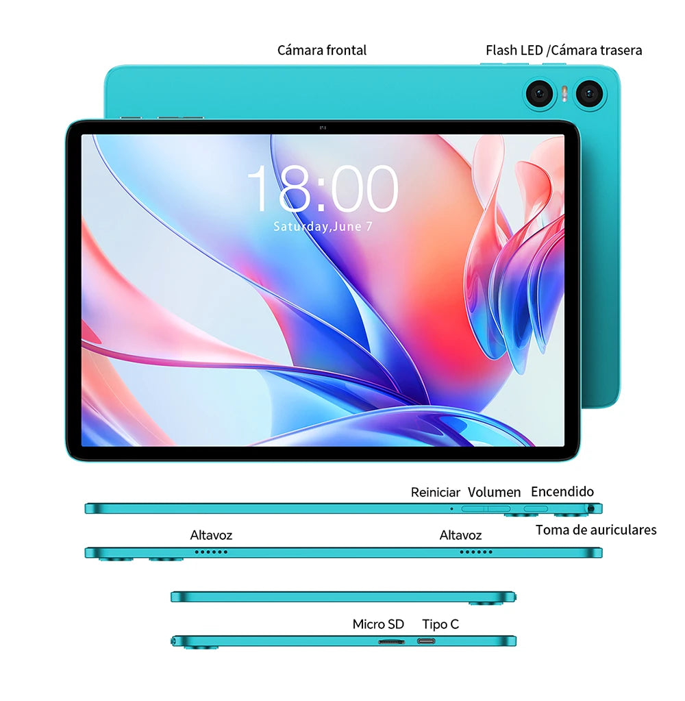 Teclast P30 Android 14 Tablet with 10.1" IPS Display, Max 12GB RAM, 128GB ROM, UNISOC T606 Octa-Core, Type-C, 3.5mm Jack, Widevine L1
