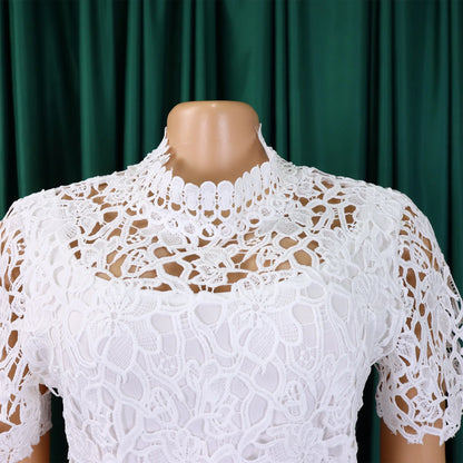 Elegant Jumpsuits & Rompers for Women O Neck Lace Patchwork Short Sleeve Sashes High Waisted Luxury Birthday Party Dinner Outfit