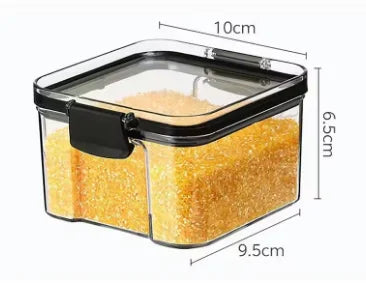 Transparent Storage Box Rectangular Stackable Food Grade Sealed Tank Seasoning Bottle Square Moisture-proof Storage Box Kitchen.