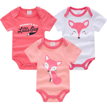 3 Teile/los Kavkas Baby Jungen Body Alpaka Design Baumwolle Kurzarm Oansatz Kleidung 0-12 Monate Kleinkind Kleidung