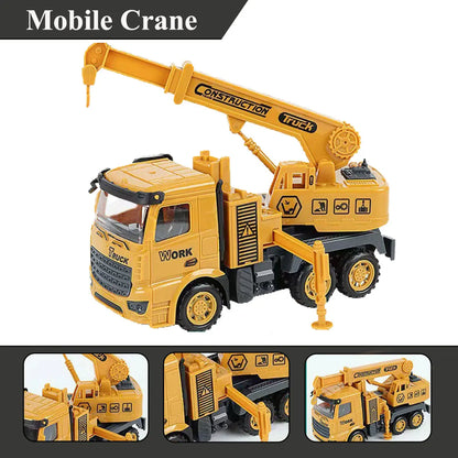 1 PCS Engineering Vehicle Toy for Children Inertial Model Play Plastic Car Kid Mixer Truck Crane Bulldozer Excavator Boy Gift.