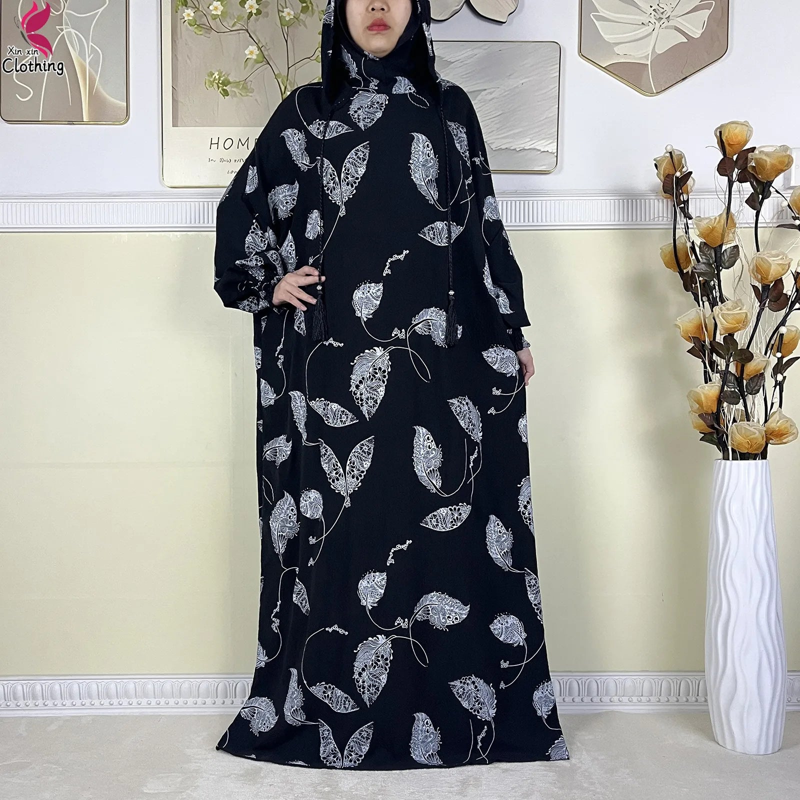 New Ramadan Muslim Cotton Two Hats Abaya Femme Prayer Garment Clothing Dubai Islamic Maxi Arab Robe Muslimic Kaftan Women Dress.